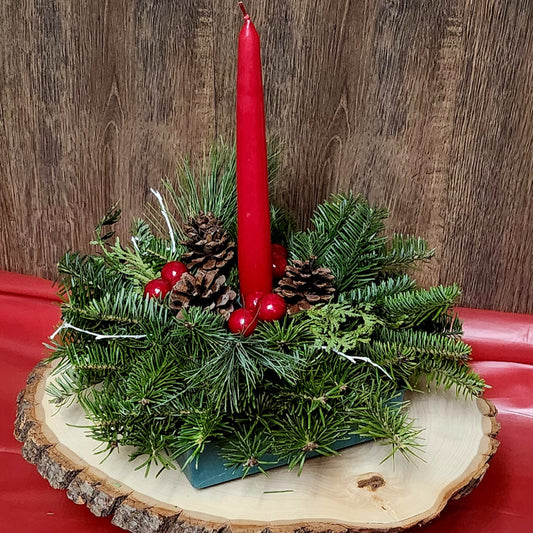 Single Candle Christmas Centerpiece