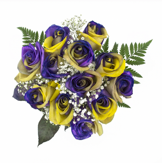 Tinted Purple And Yellow Roses - Bulk