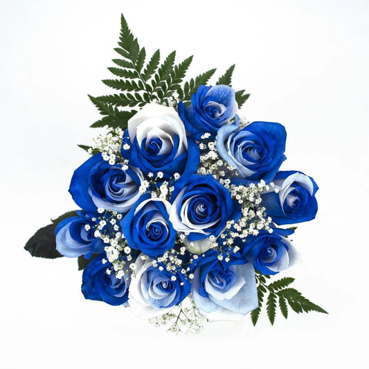 Blue and White Dyed Rose Bouquet 12 - Stem - Flowers For FundraisingBlue and White Dyed Rose Bouquet 12 - StemBlue and White Dyed Rose Bouquet 12 - StemBlue and White Dyed Rose Bouquet 12 - StemBlue and White Dyed Rose Bouquet 12 - Stem