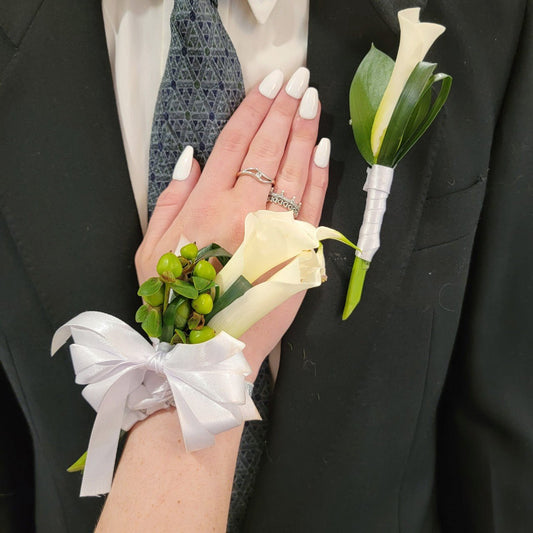 Calla Lily Corsages and Boutonnieres Combo - Flowers For FundraisingCalla Lily Corsages and Boutonnieres ComboCalla Lily Corsages and Boutonnieres ComboCalla Lily Corsages and Boutonnieres ComboCalla Lily Corsages and Boutonnieres Combo