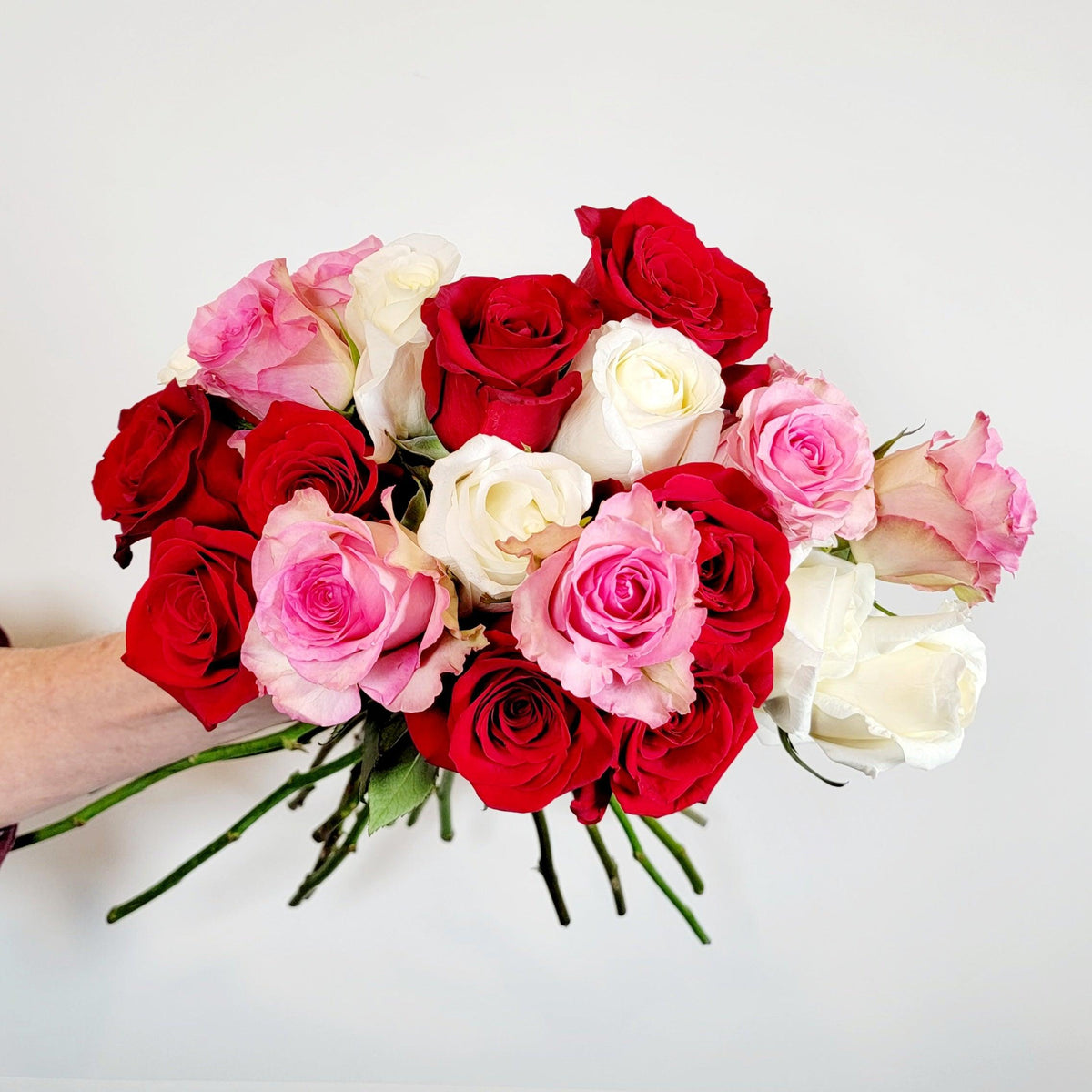 Cupid Rose Bouquet | Red White and Pink Rose Bouquet – Flowers For ...