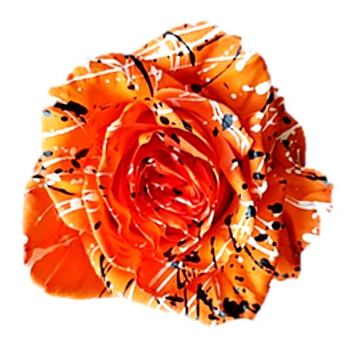 Autumn colored orange rose with painted glitter. Custom made of metal hot for outdoor use!