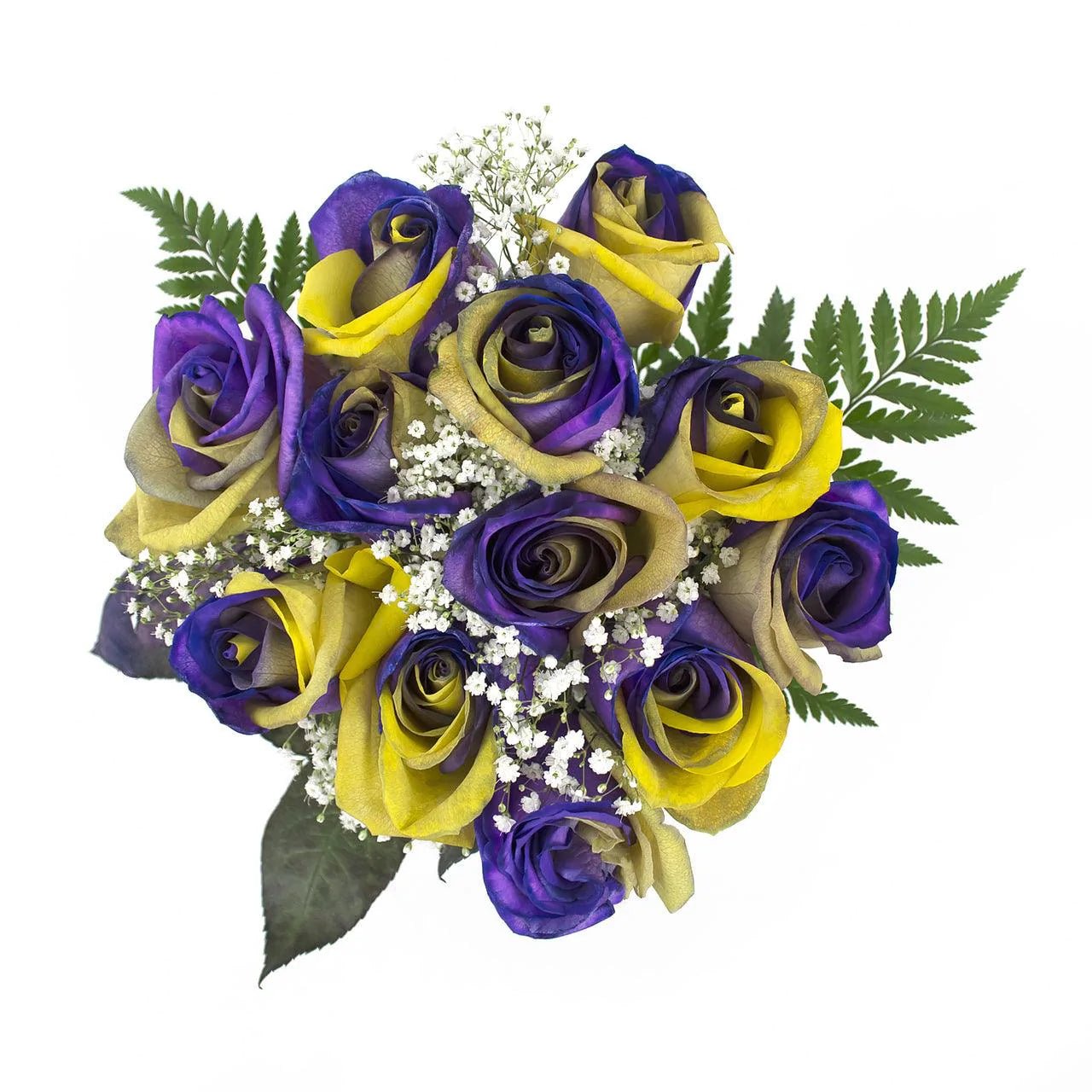 Purple and Yellow Dyed Rose Bouquet 12 - Stem - Flowers For FundraisingPurple and Yellow Dyed Rose Bouquet 12 - StemPurple and Yellow Dyed Rose Bouquet 12 - StemPurple and Yellow Dyed Rose Bouquet 12 - StemPurple and Yellow Dyed Rose Bouquet 12 - Stem