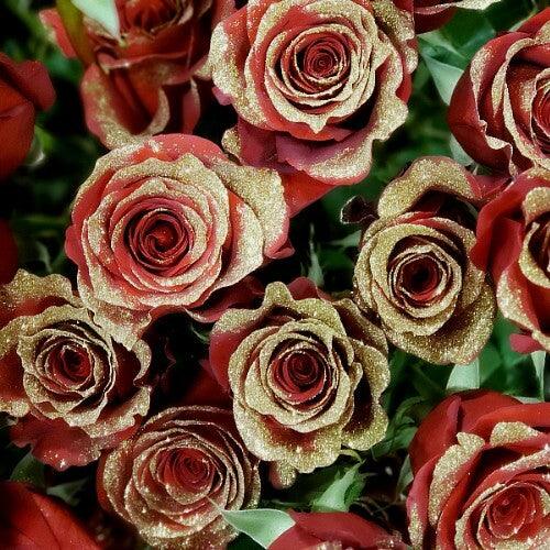 Red Roses with Gold Gliiter | Wholesale Glitter Roses | – Flowers For ...