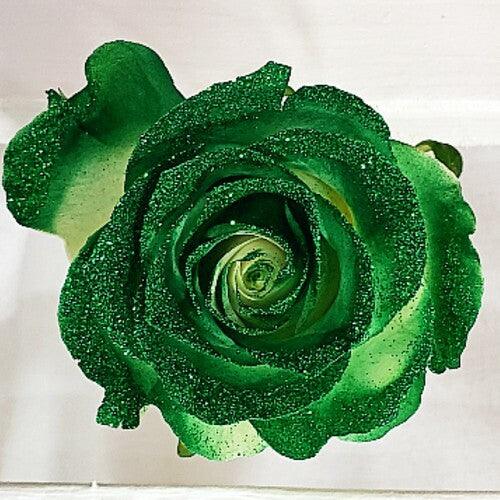 Green Airbrushed Rose Bouquet With Dark Green Glitter 12-Stem – Flowers ...