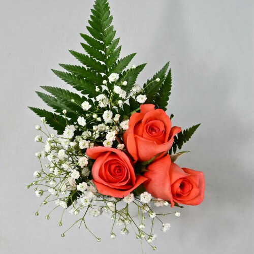 Red Rose Bouquet with Clear Glitter 3-Stem