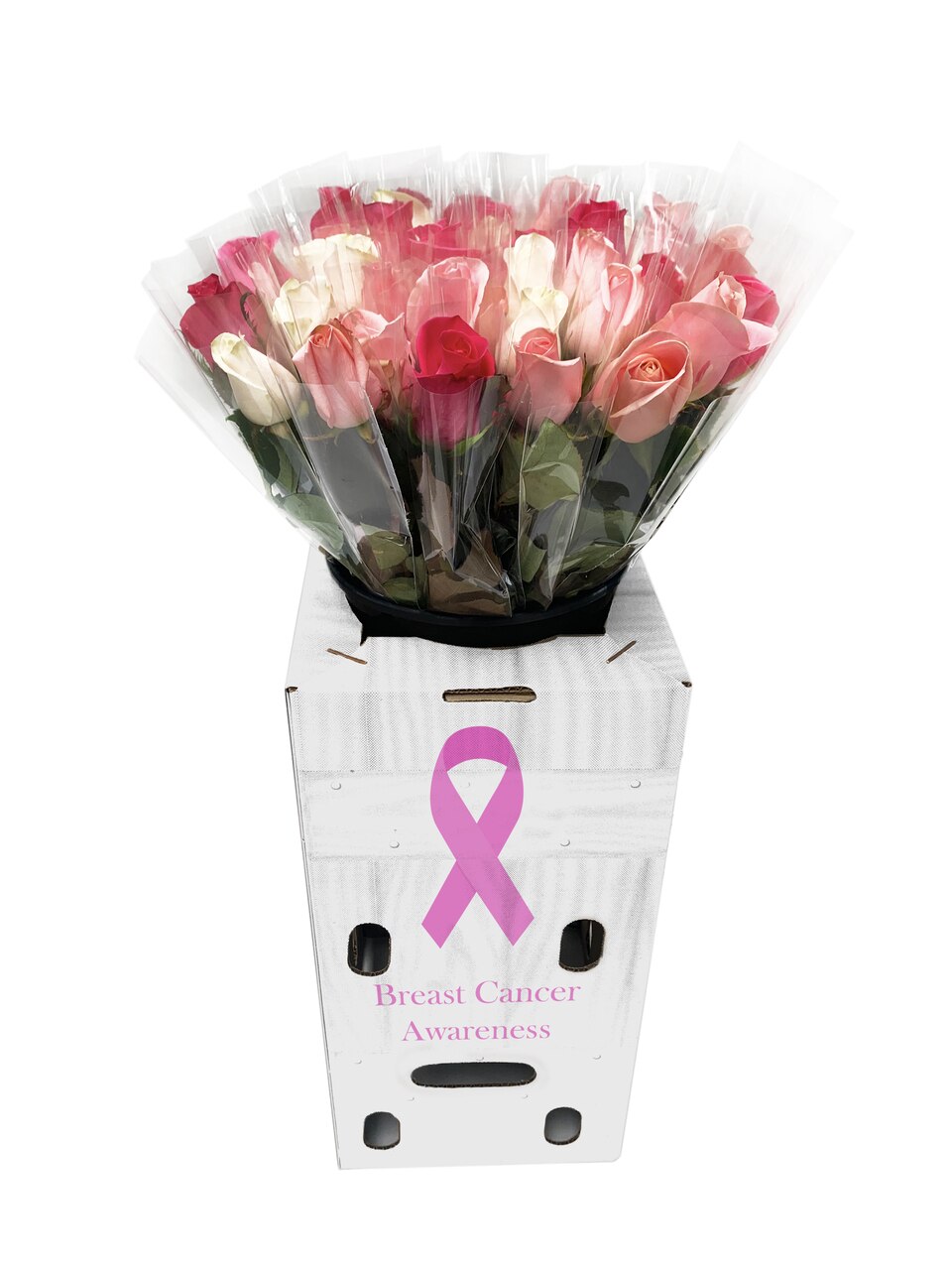 Roses with Breast Cancer Awareness Display Box 25