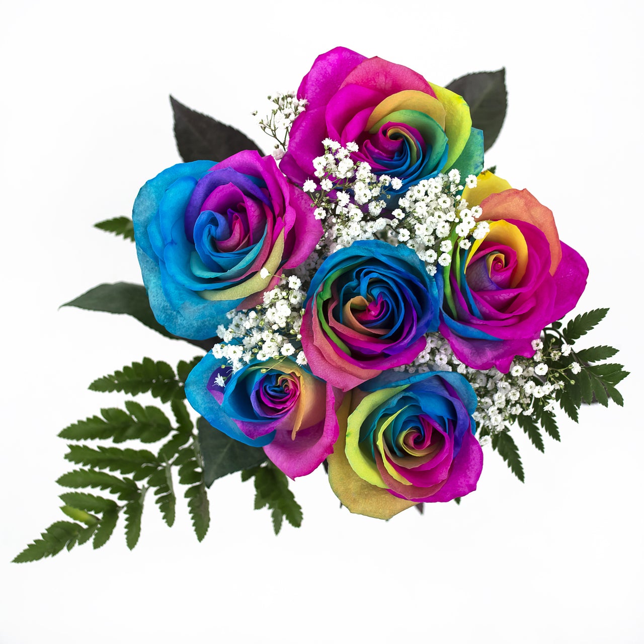 6 Stem Rainbow Rose Bouquets