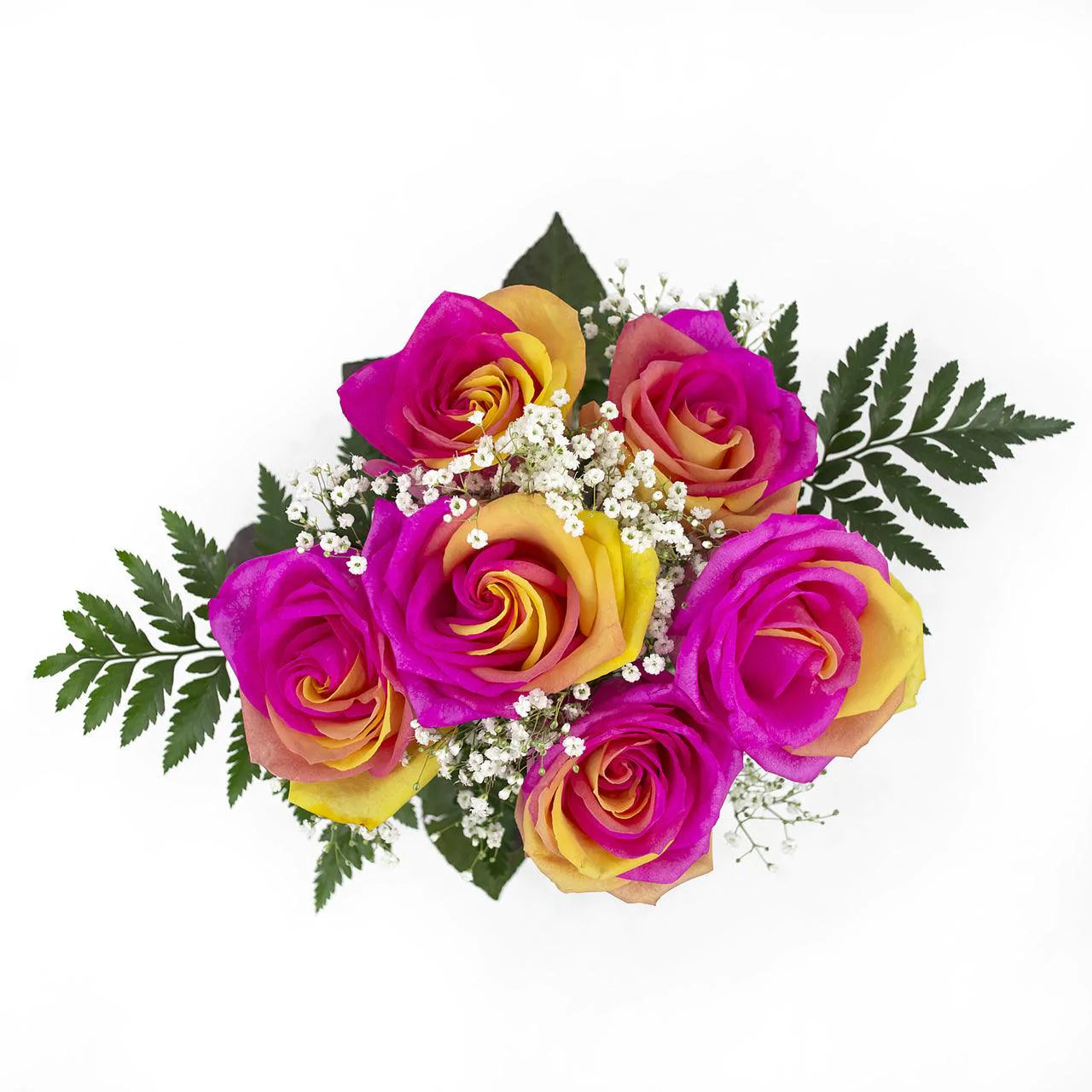 Yellow and Pink Rose 6-stem rose bqt - 8