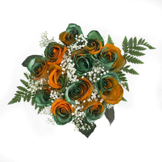 Green and Orange dyed bouquets 12-stem - 4