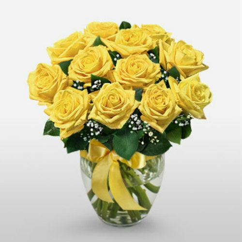 12 Long Stem Yellow Rose Bouquet - Shipped to Individual Addresses