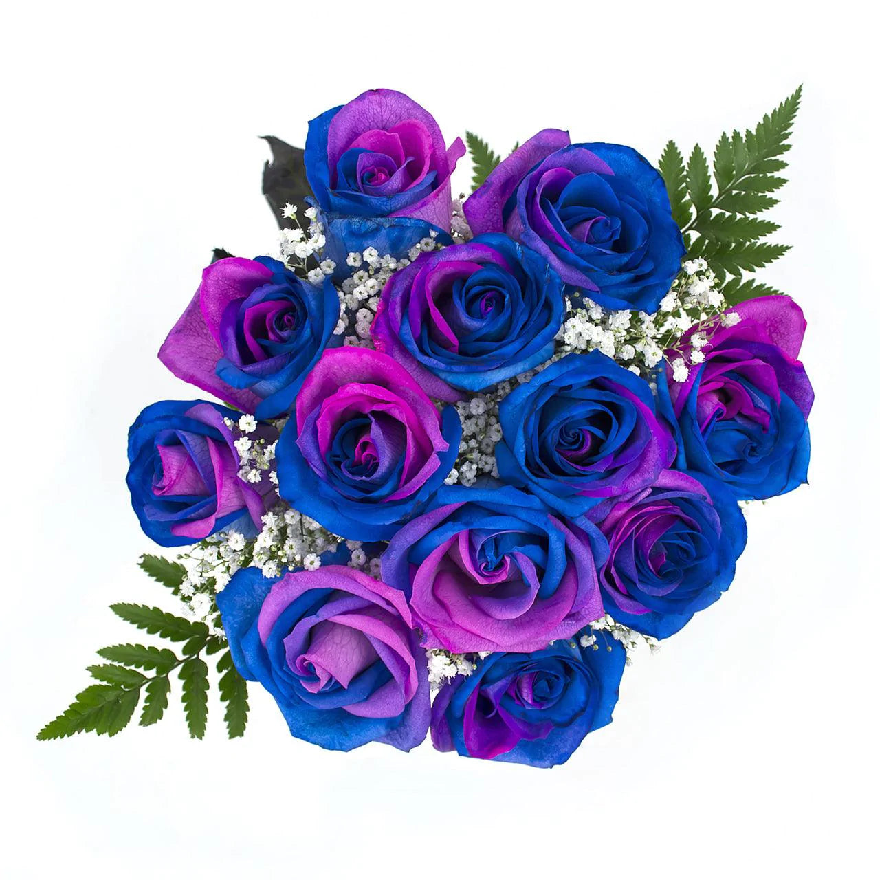 Pink and Blue 12-stem rose bouquets - 4