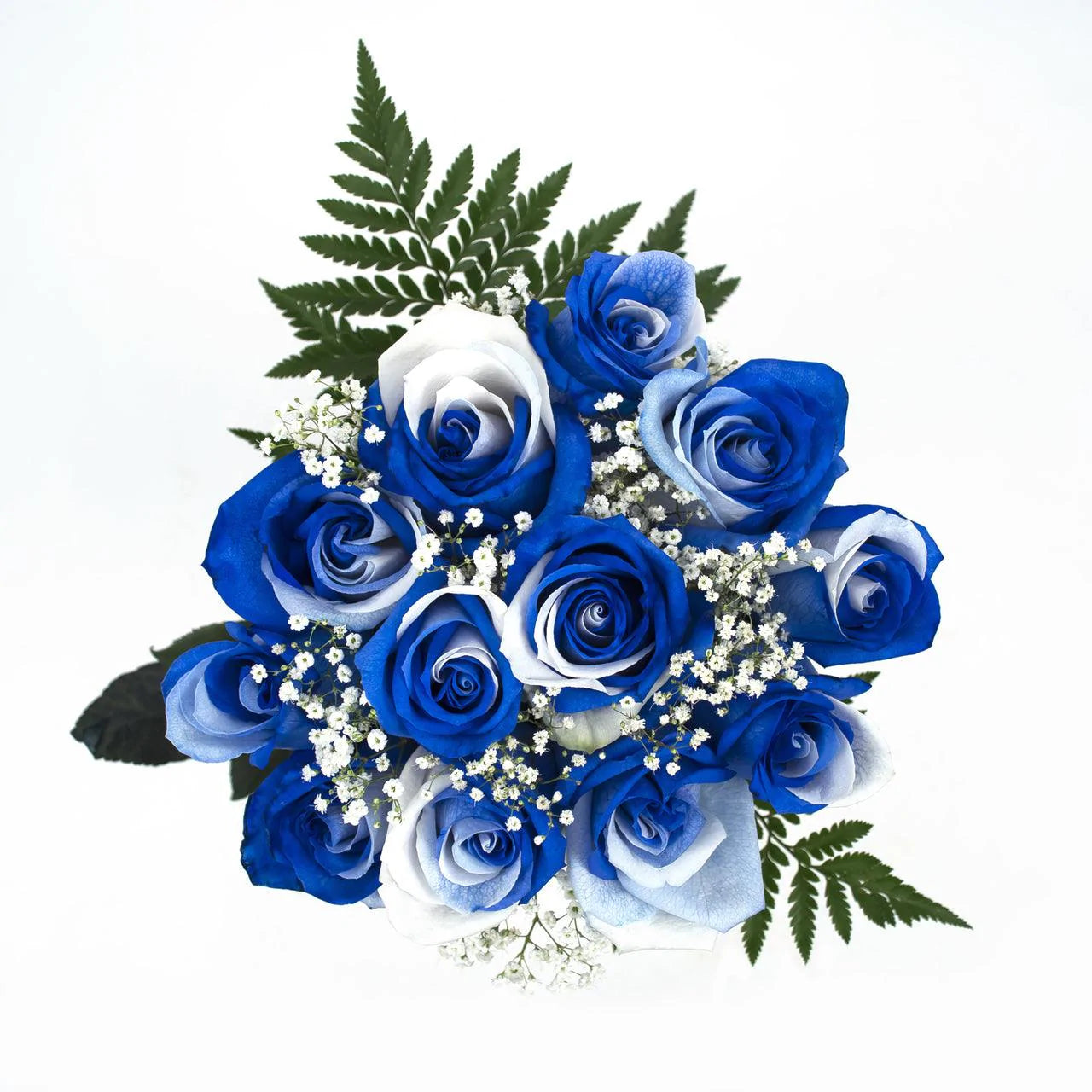 White and Blue Dyed Rose Bqts - 12-stem 4