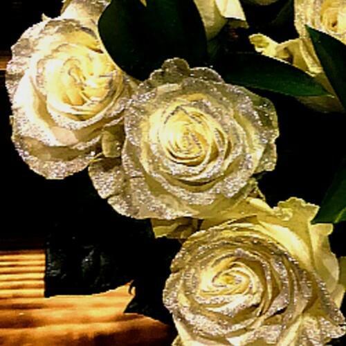 Silver Glitter Roses - White Box  Glitter roses, Glitter flowers