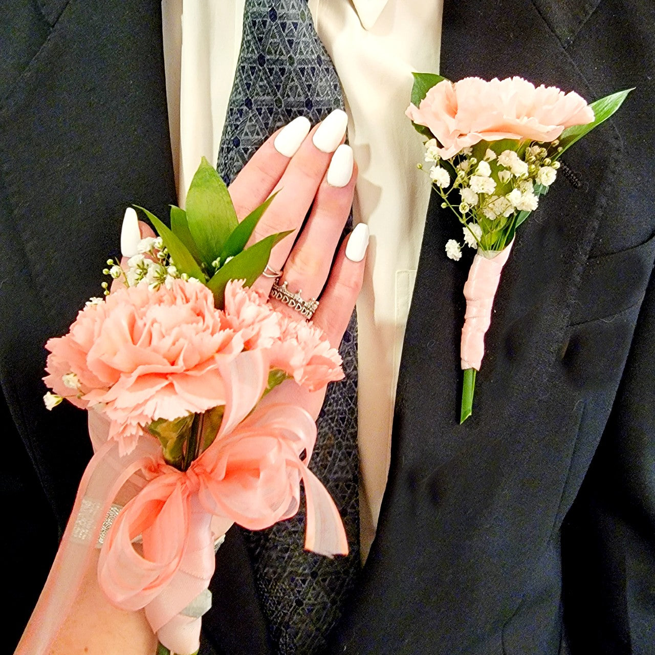 Carnation Corsages and Boutonniere Combo
