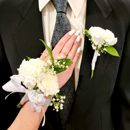 Carnation Corsages and Boutonniere Combo